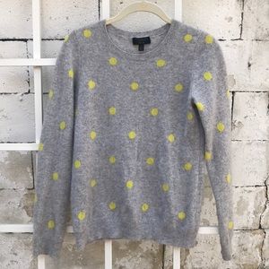 Cashmere grey and yellow polka dot sweater